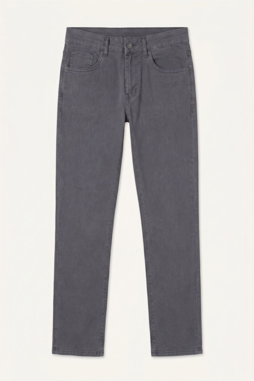 Men Grey Straight Fit Trousers