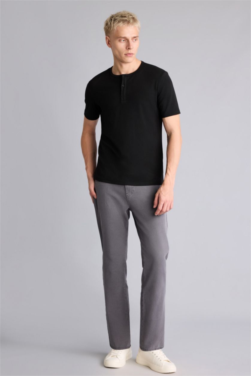رجال رمادي Straight Fit Trousers