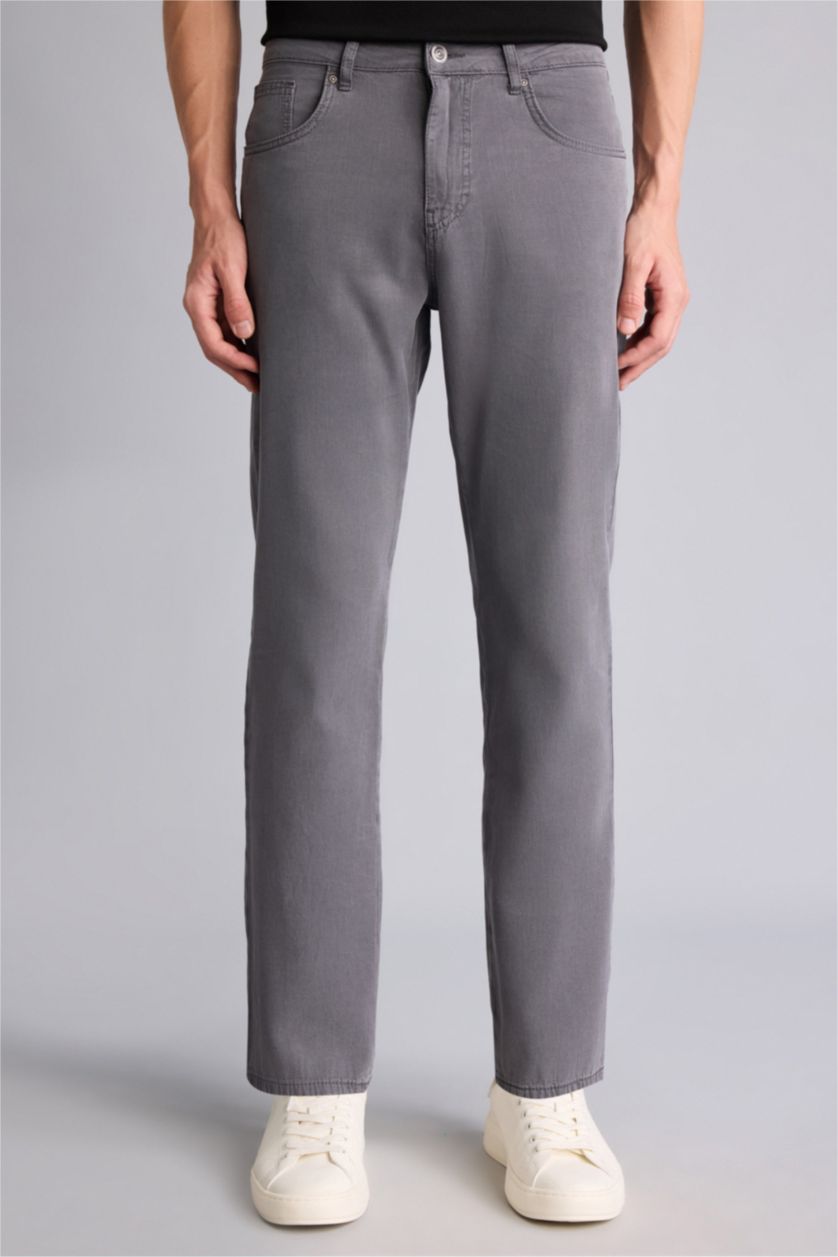 رجال رمادي Straight Fit Trousers