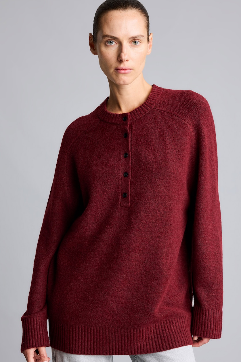 نساء خمري Relaxed Fit Wool Blend Knitted Tunic