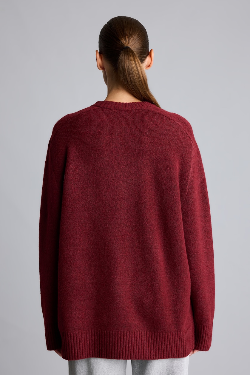 نساء خمري Relaxed Fit Wool Blend Knitted Tunic