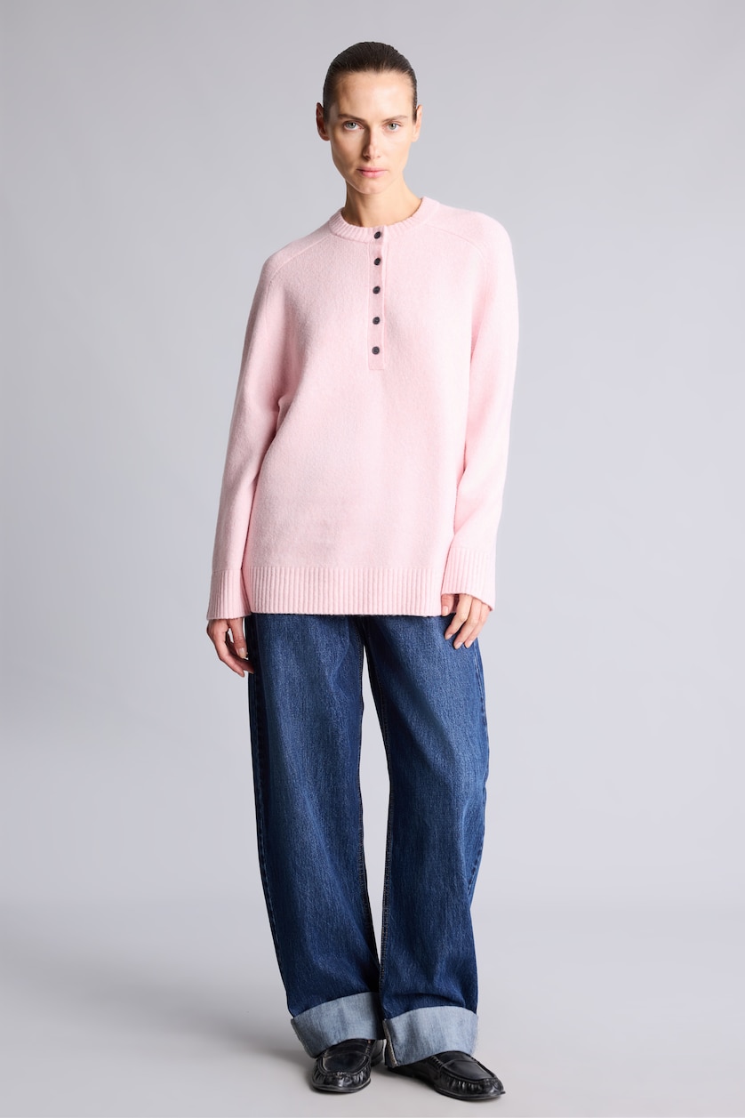 نساء زهري Relaxed Fit Wool Blend Knitted Tunic