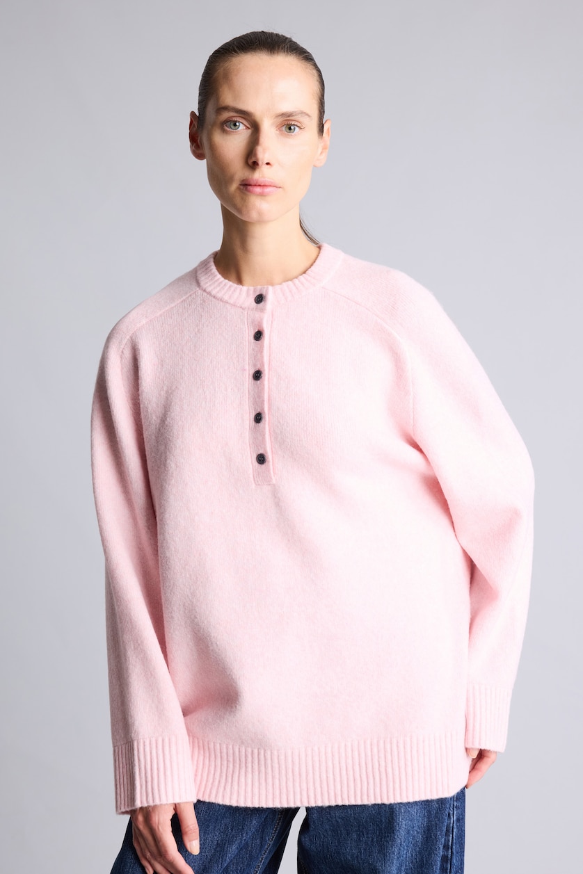 نساء زهري Relaxed Fit Wool Blend Knitted Tunic