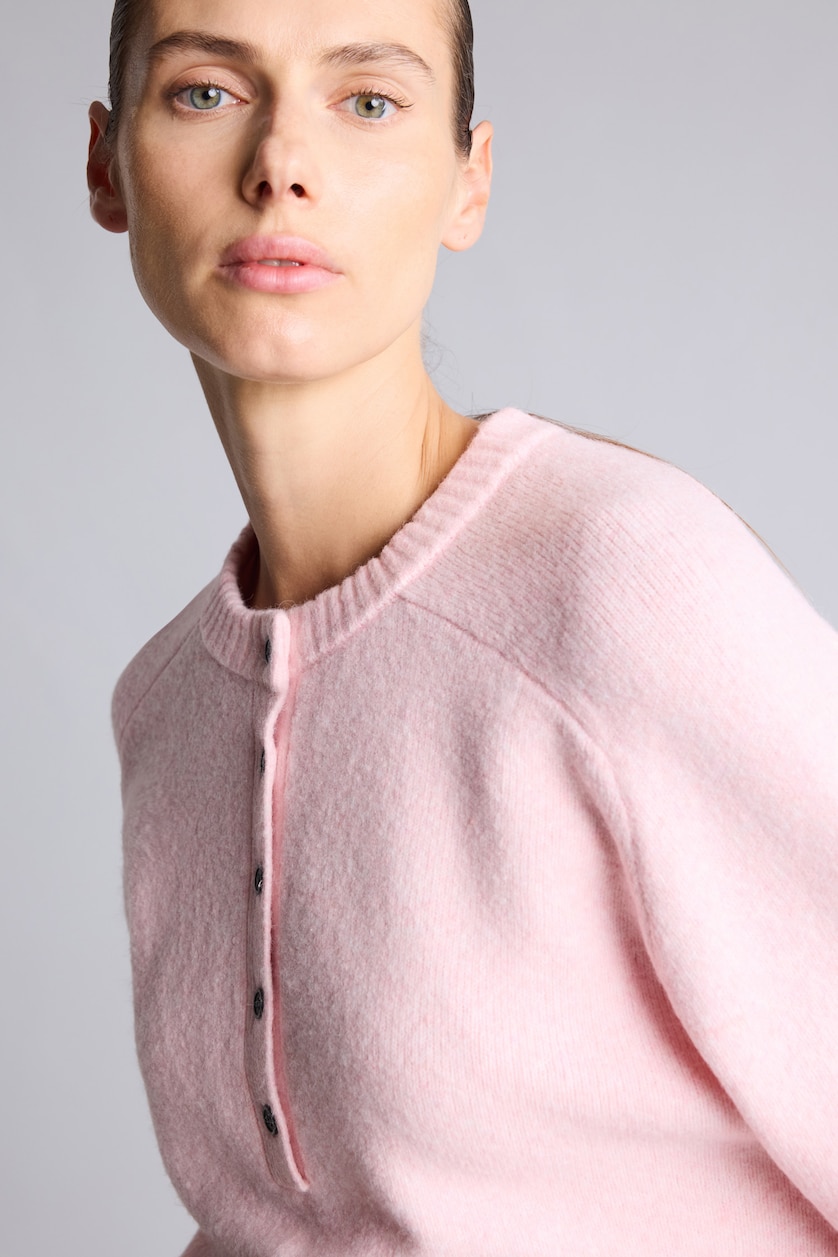 نساء زهري Relaxed Fit Wool Blend Knitted Tunic