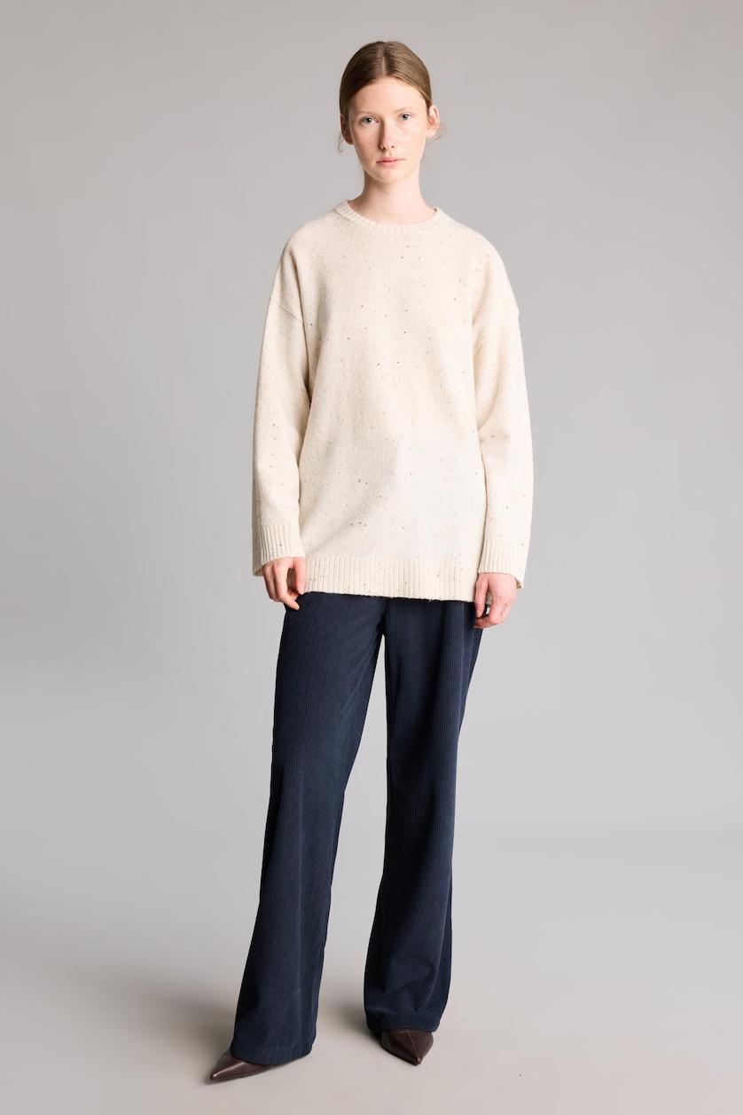 نساء بيج Oversize Wool Blend Basic Knitted Tunic