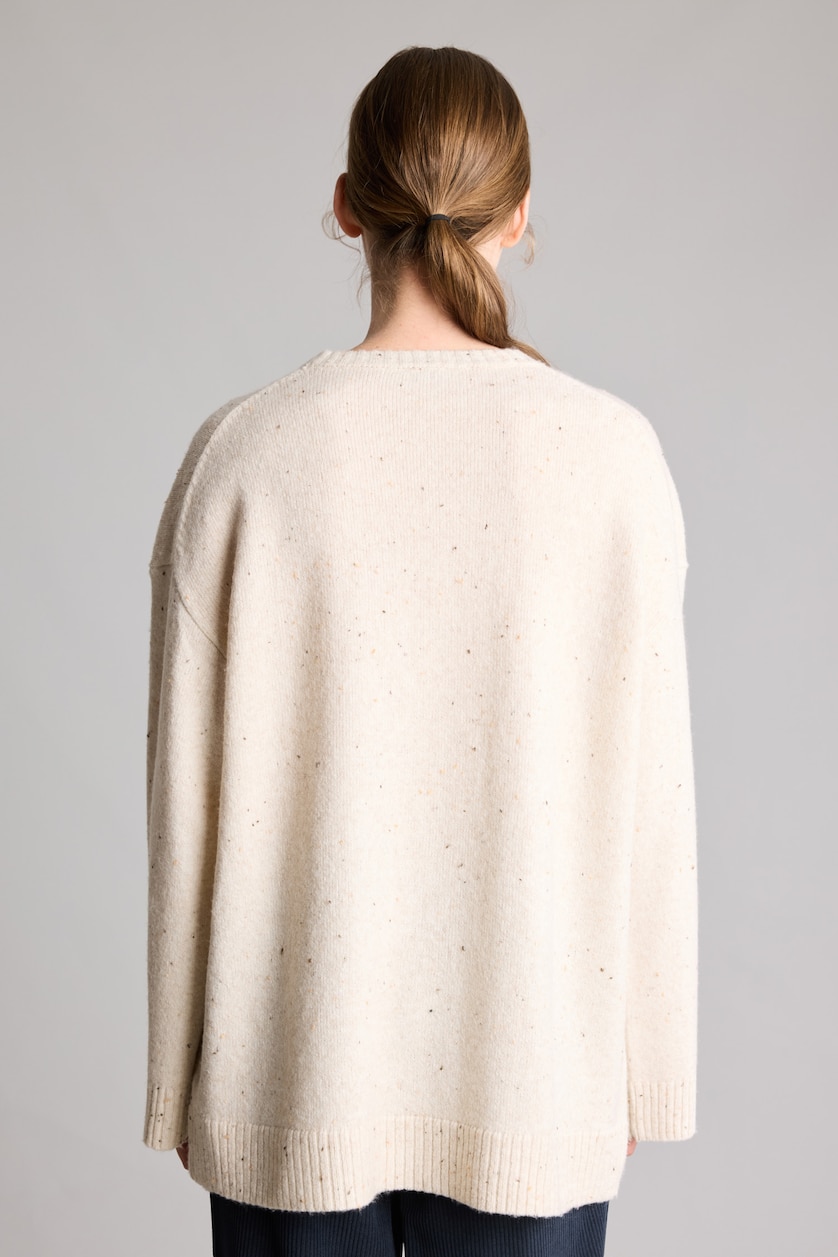 نساء بيج Oversize Wool Blend Basic Knitted Tunic