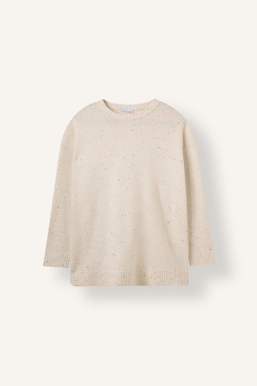 نساء بيج Oversize Wool Blend Basic Knitted Tunic