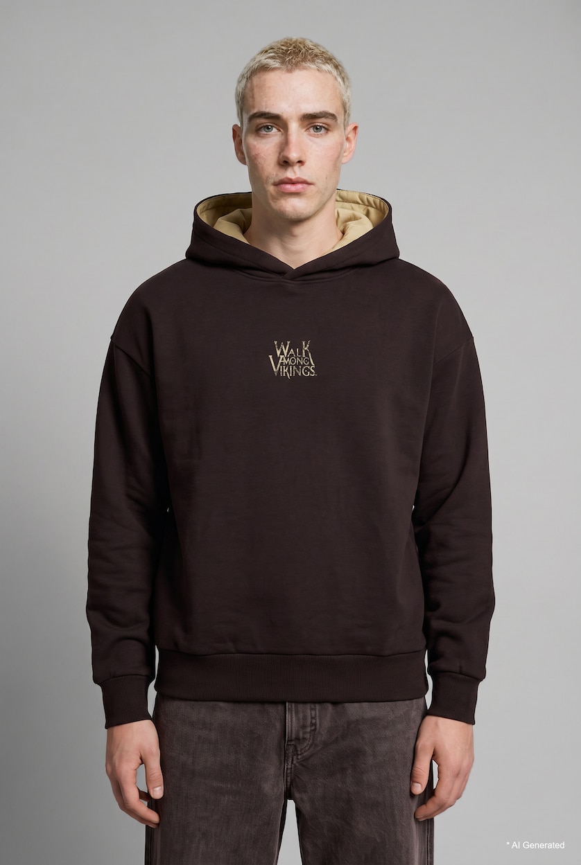 Мужчины Коричневый Худи Boxy Fit
