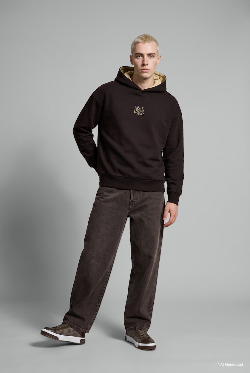 Мужчины Коричневый Худи Boxy Fit