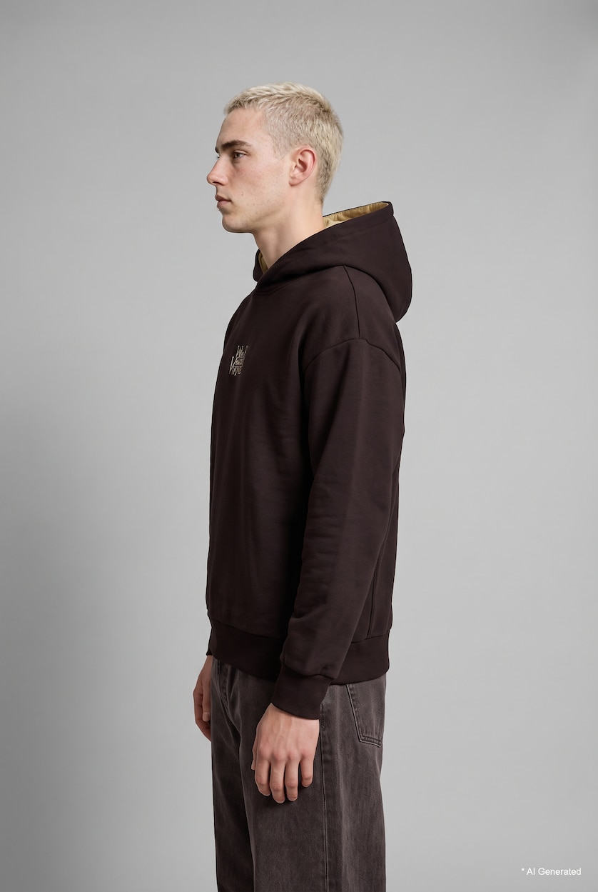 Мужчины Коричневый Худи Boxy Fit
