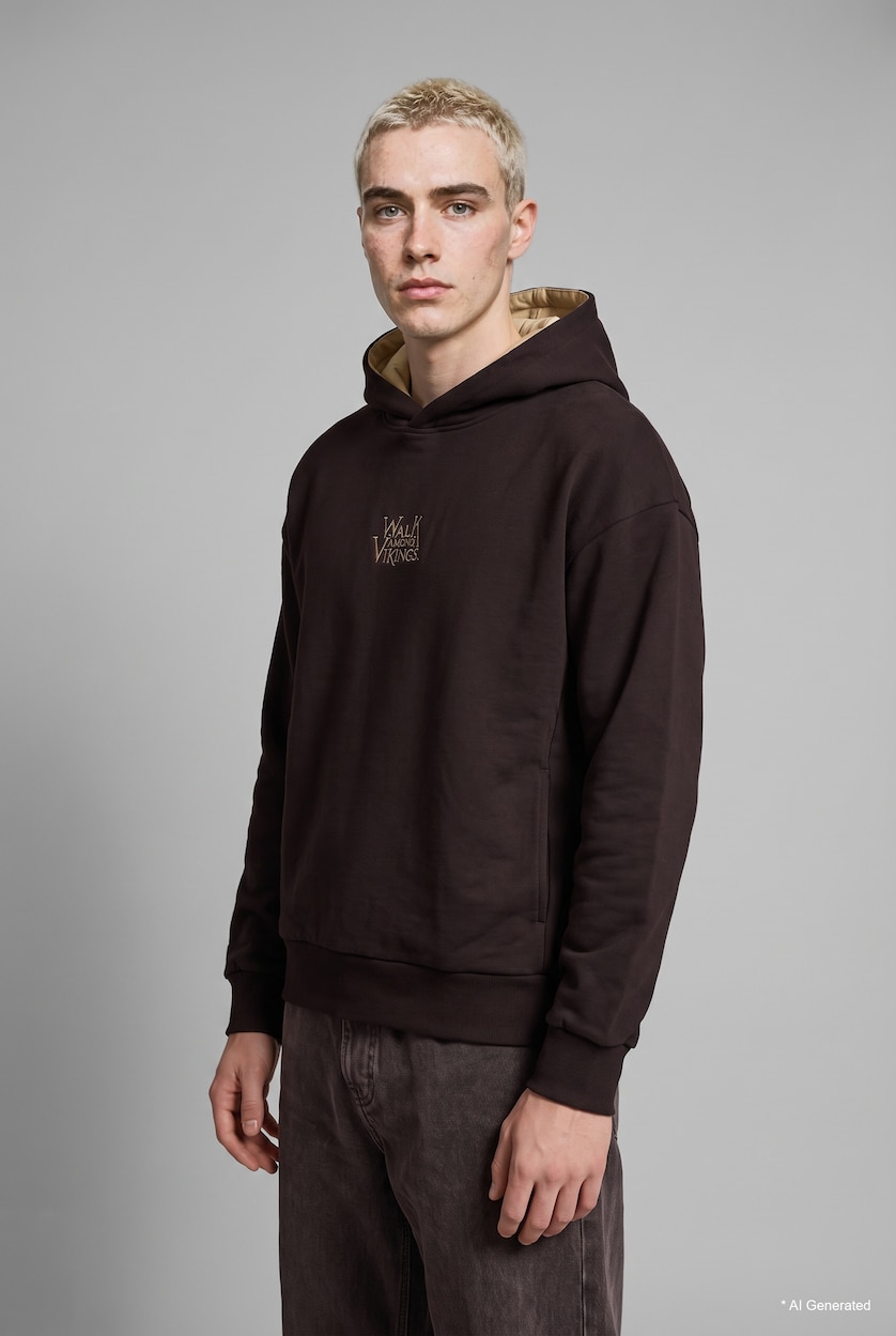 Мужчины Коричневый Худи Boxy Fit