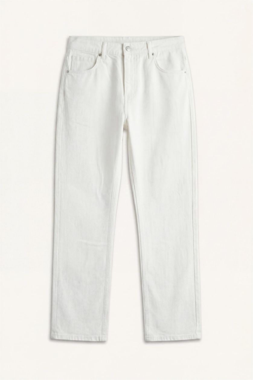 Men White Straight Fit Trousers