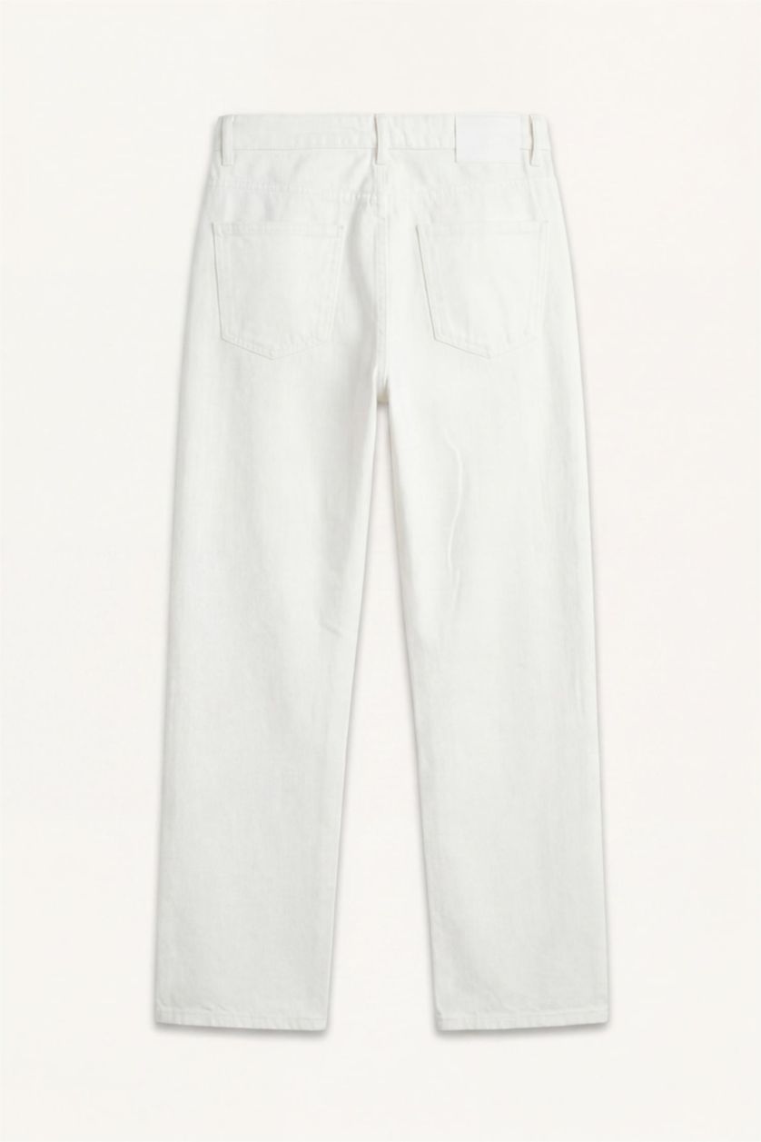 Men White Straight Fit Trousers