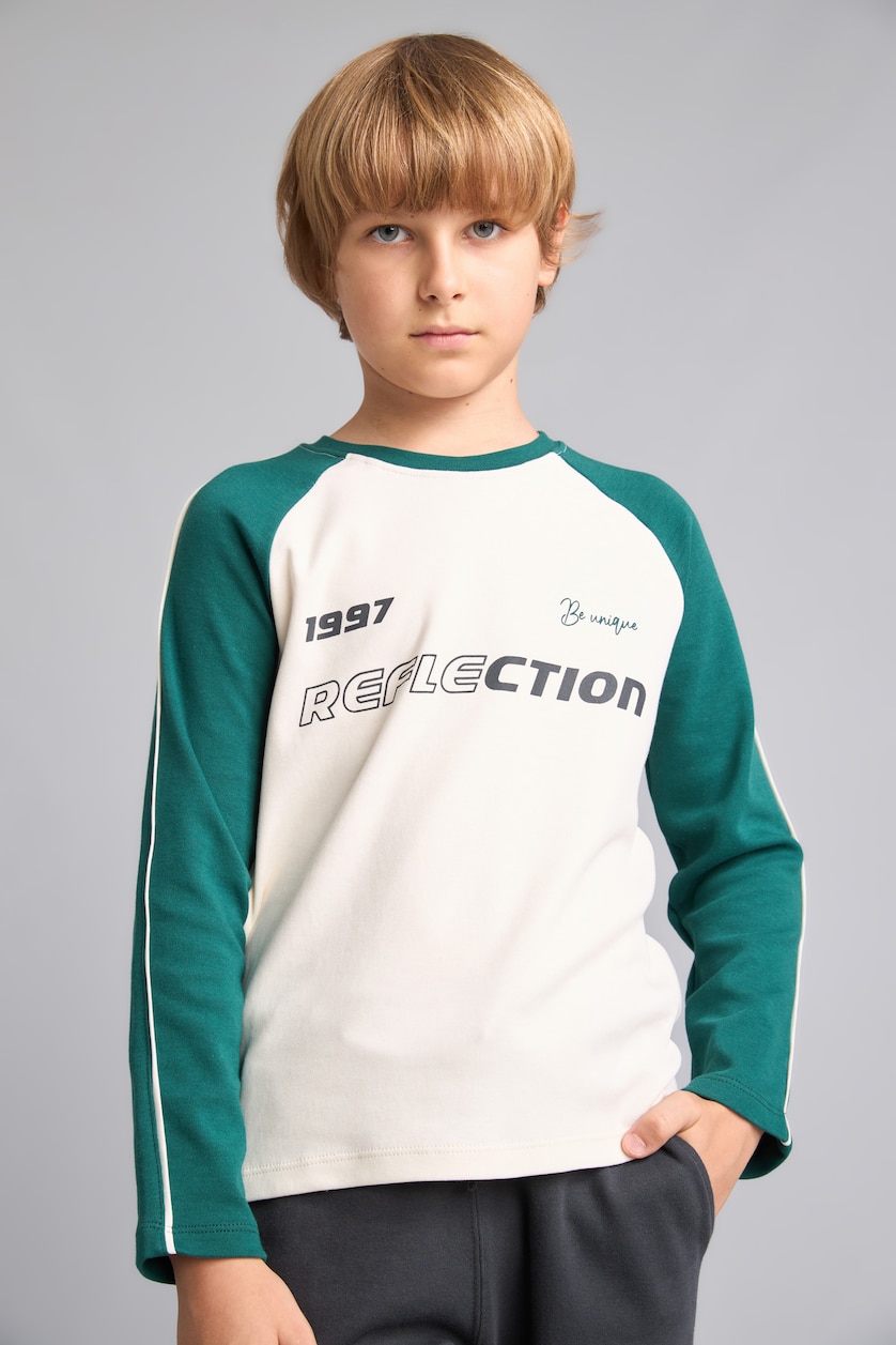 BOYS & TEENS Dark Green Boy Printed T-Shirt Sweatpants 2 Piece Set