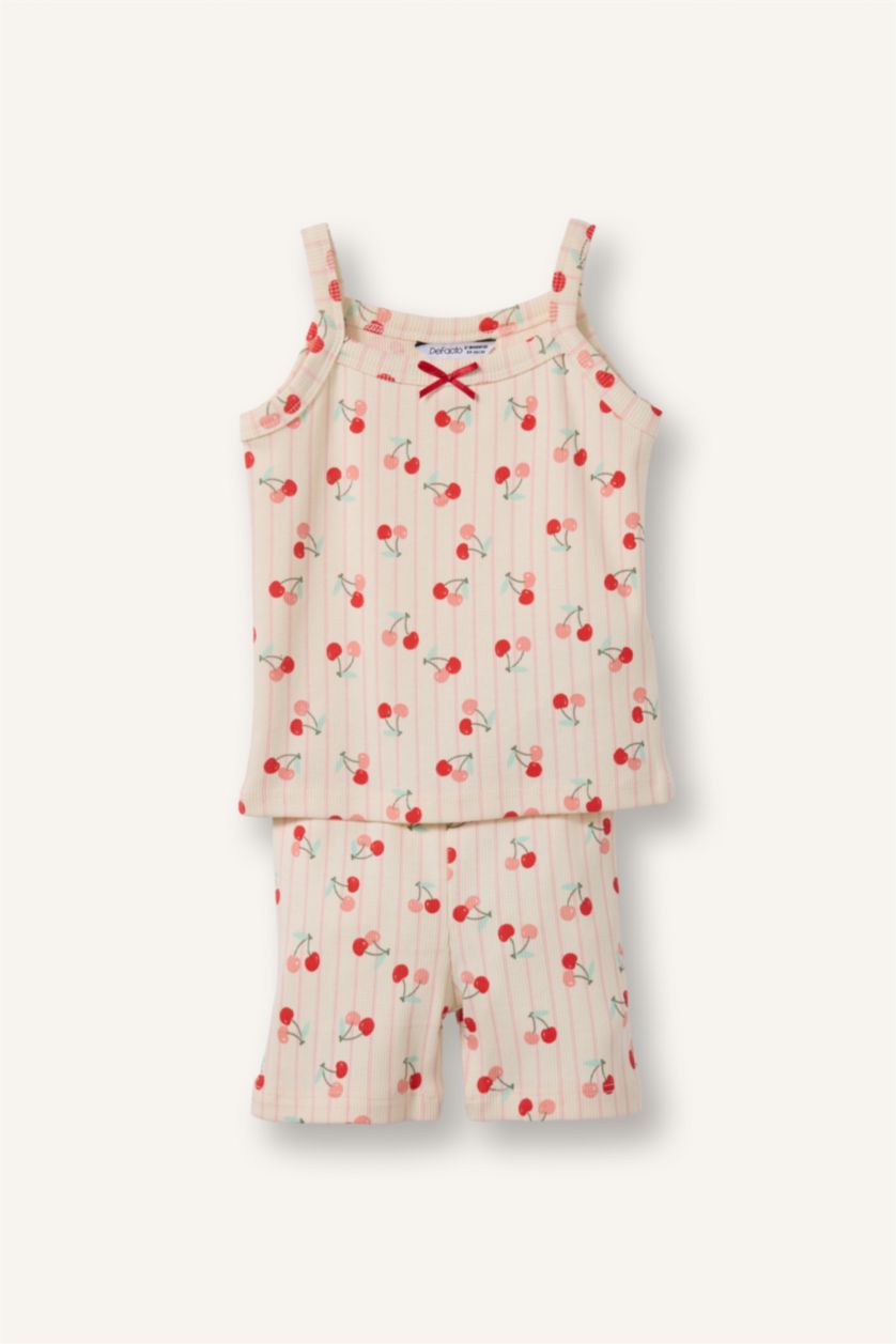 Kız Bebek Ekru Baskılı 2'li Pijama Takımı Kız Bebek