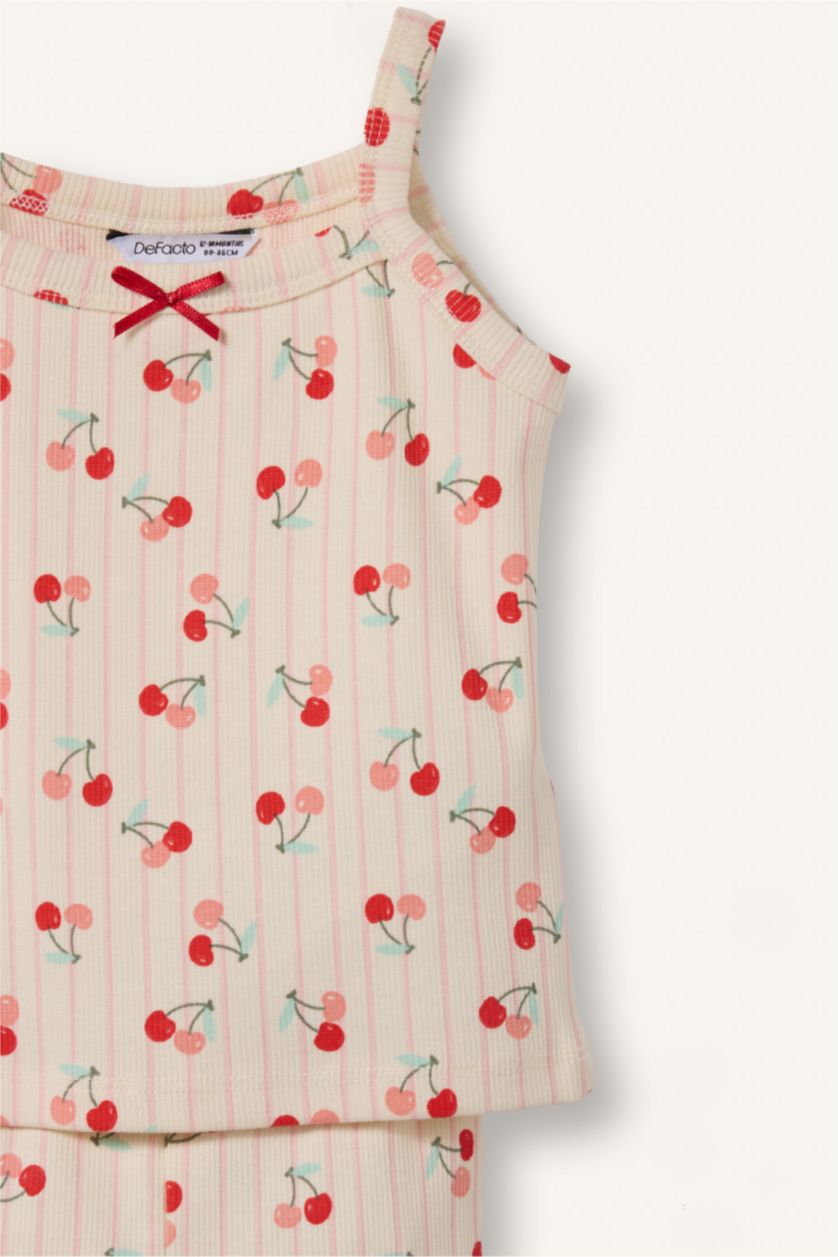 Kız Bebek Ekru Baskılı 2'li Pijama Takımı Kız Bebek