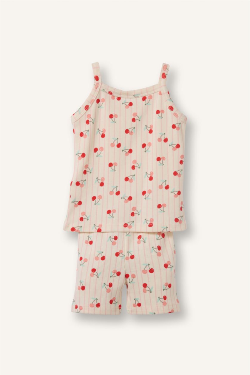 Kız Bebek Ekru Baskılı 2'li Pijama Takımı Kız Bebek