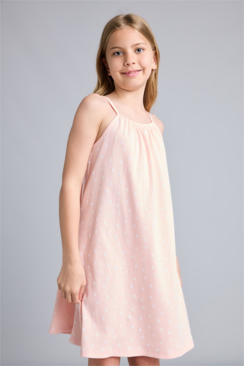 Young Girls - Teen Girls Light Pink Printed Strappy Dress