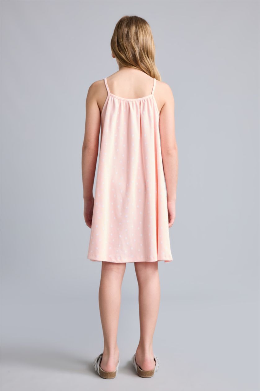 Young Girls - Teen Girls Light Pink Printed Strappy Dress