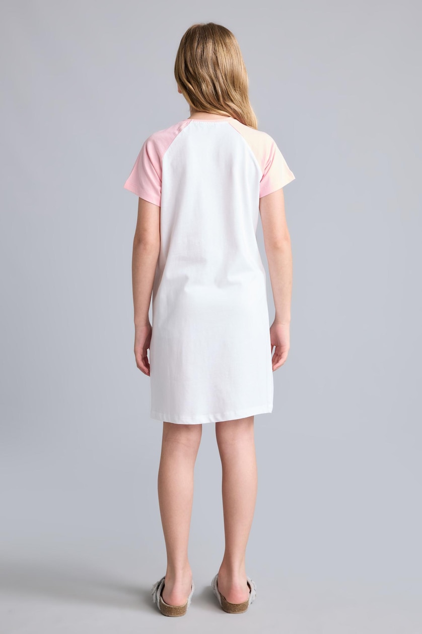 Girls & Teens Ecru Printed Short Sleeve Dress