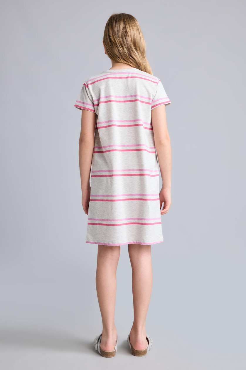 Young Girls - Teen Girls Light Grey Melange Printed Short Sleeve Dress