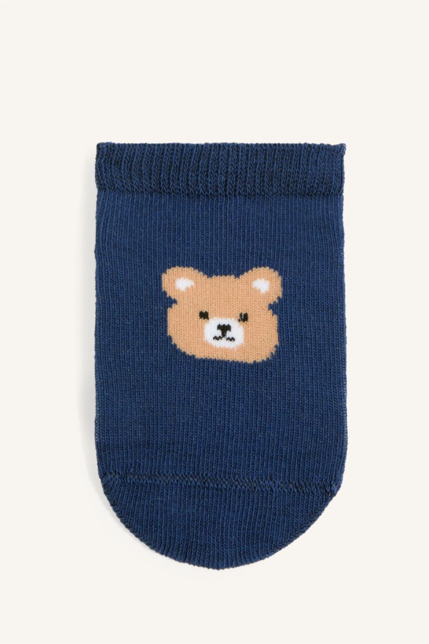 Baby Boy Blue Baby Boy Bear Print Seamless 4 Piece Cotton Socks