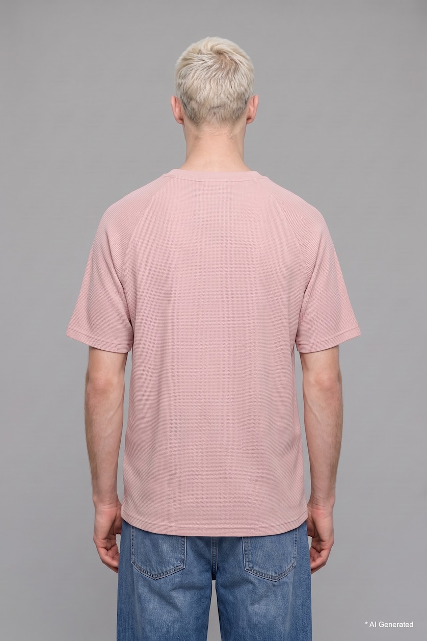 Erkek Pembe Boxy Fit Kısa Kollu Tişört