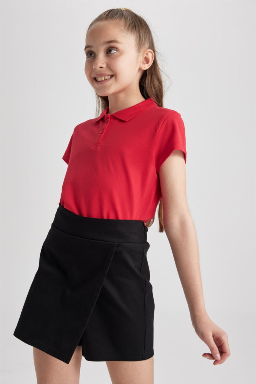 GIRLS & TEENS Red Girl April 23 Cotton Short Sleeve Polo T-Shirt