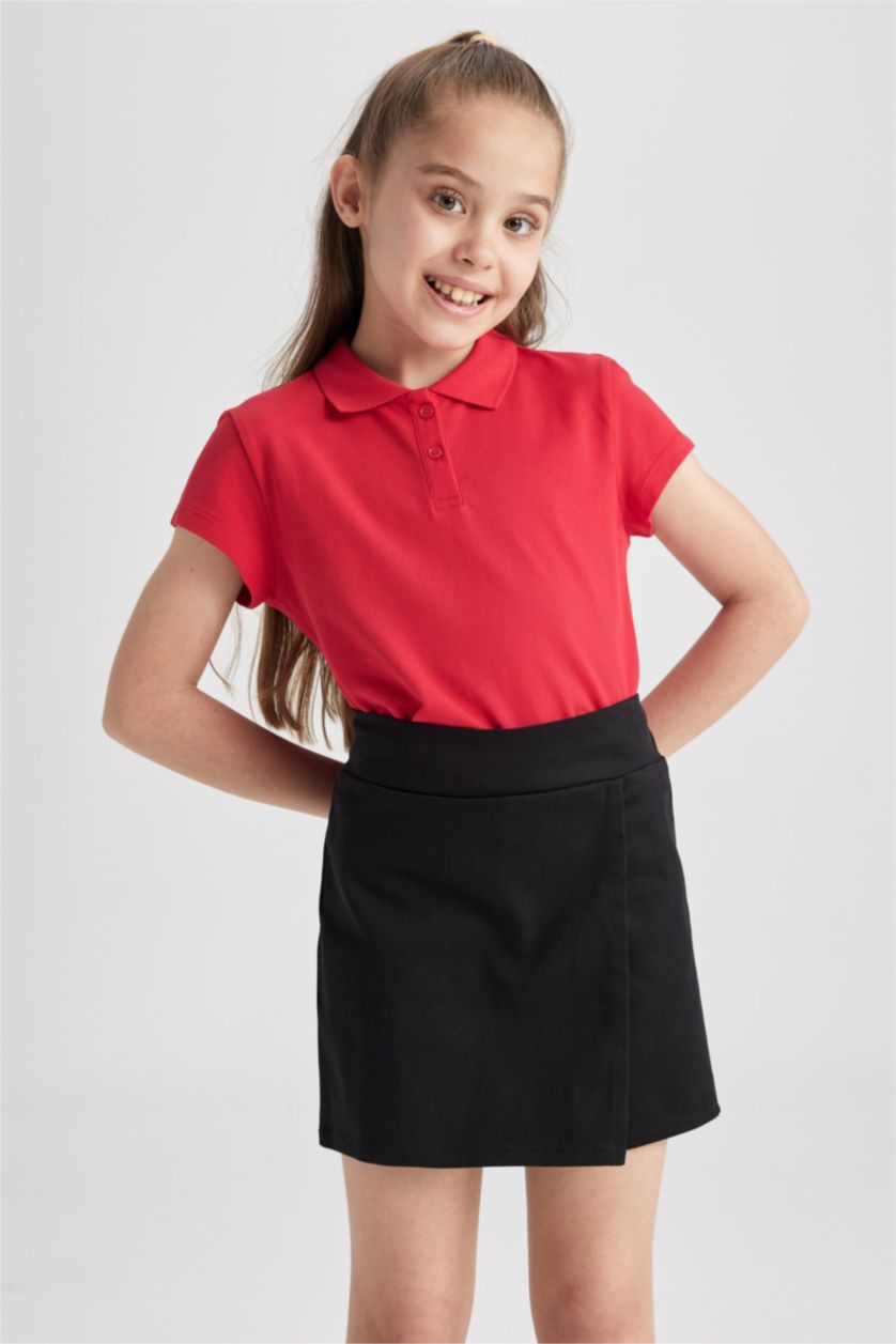 GIRLS & TEENS Red Girl April 23 Cotton Short Sleeve Polo T-Shirt