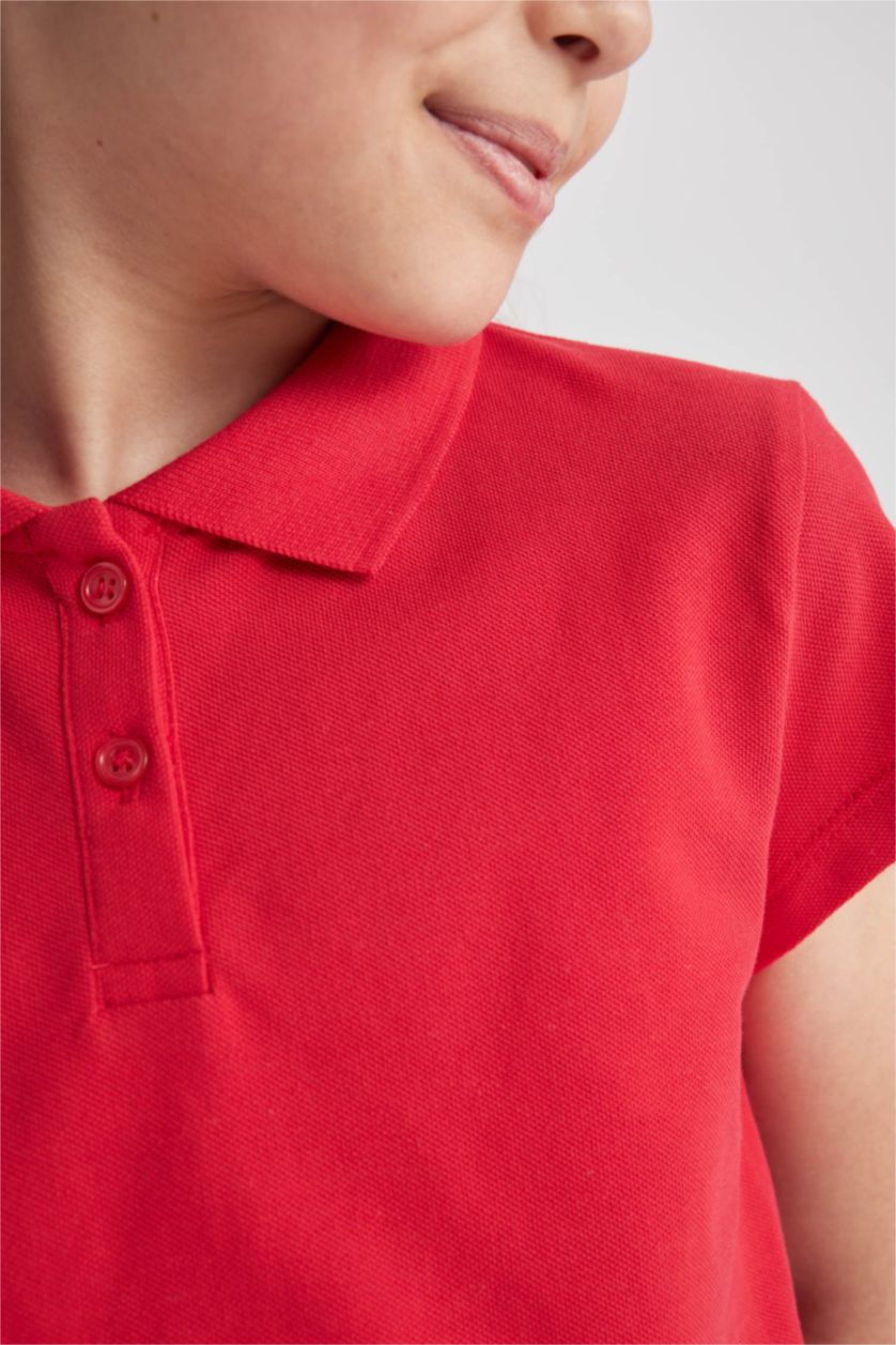 GIRLS & TEENS Red Girl April 23 Cotton Short Sleeve Polo T-Shirt