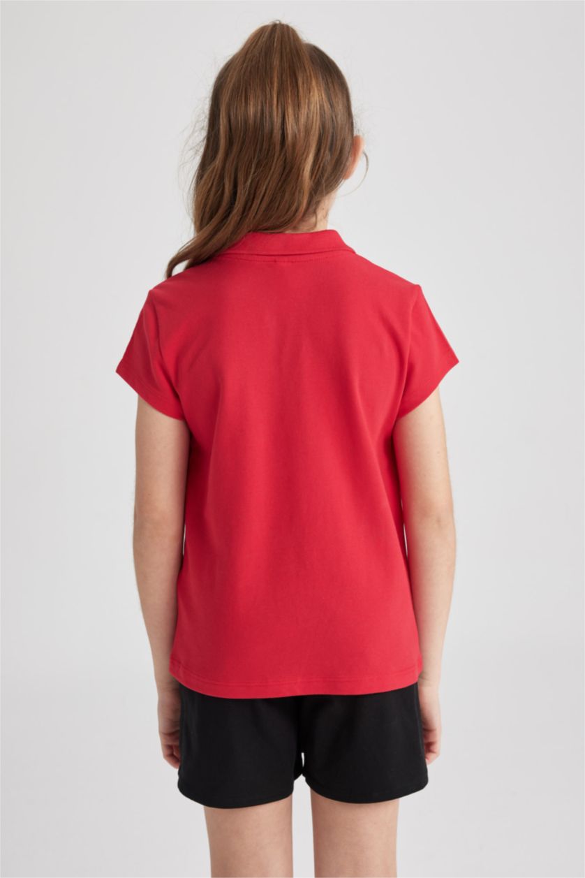 GIRLS & TEENS Red Girl April 23 Cotton Short Sleeve Polo T-Shirt