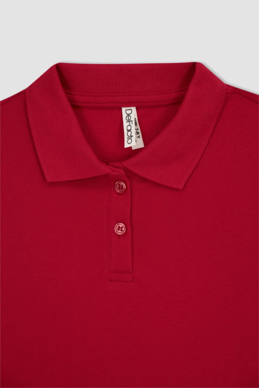 GIRLS & TEENS Red Girl April 23 Cotton Short Sleeve Polo T-Shirt