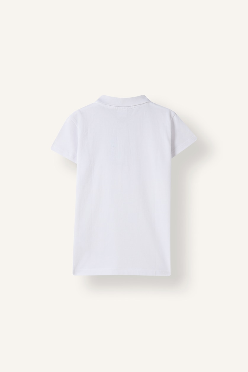 بنات أبيض Girl Long Sleeve Cotton Basic Polo T-Shirt