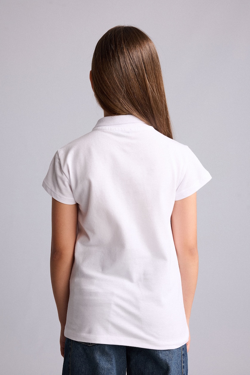 GIRLS & TEENS White Girl 100% Cotton Regular Fit Basic Polo T-Shirt