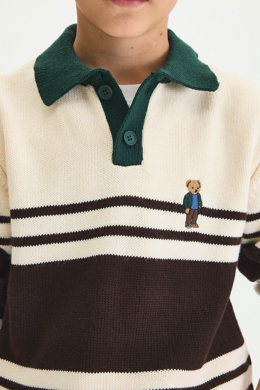 Boys & Teens Stone Boy Oversize Striped Knit Polo Pullover