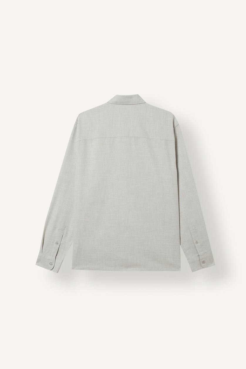 Erkek Gri Melanj Regular Fit Polo Yaka Uzun Kollu Gömlek