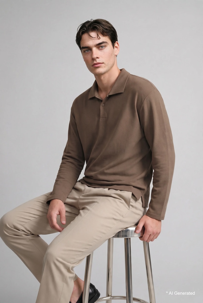 Man Khaki Regular Fit Sweatshirt