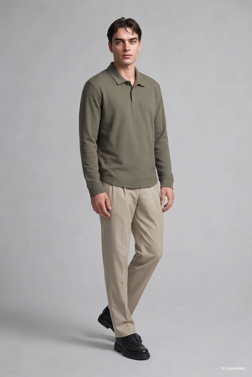 Man Light Khaki Regular Fit Sweatshirt