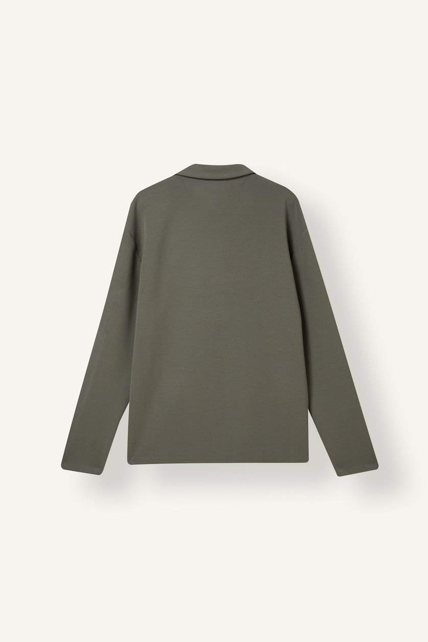 Erkek Açık Haki Regular Fit Apaş Yaka Basic Sweatshirt