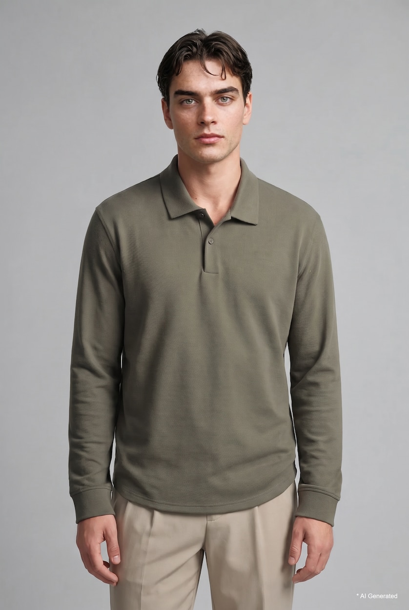 Man Light Khaki Regular Fit Sweatshirt