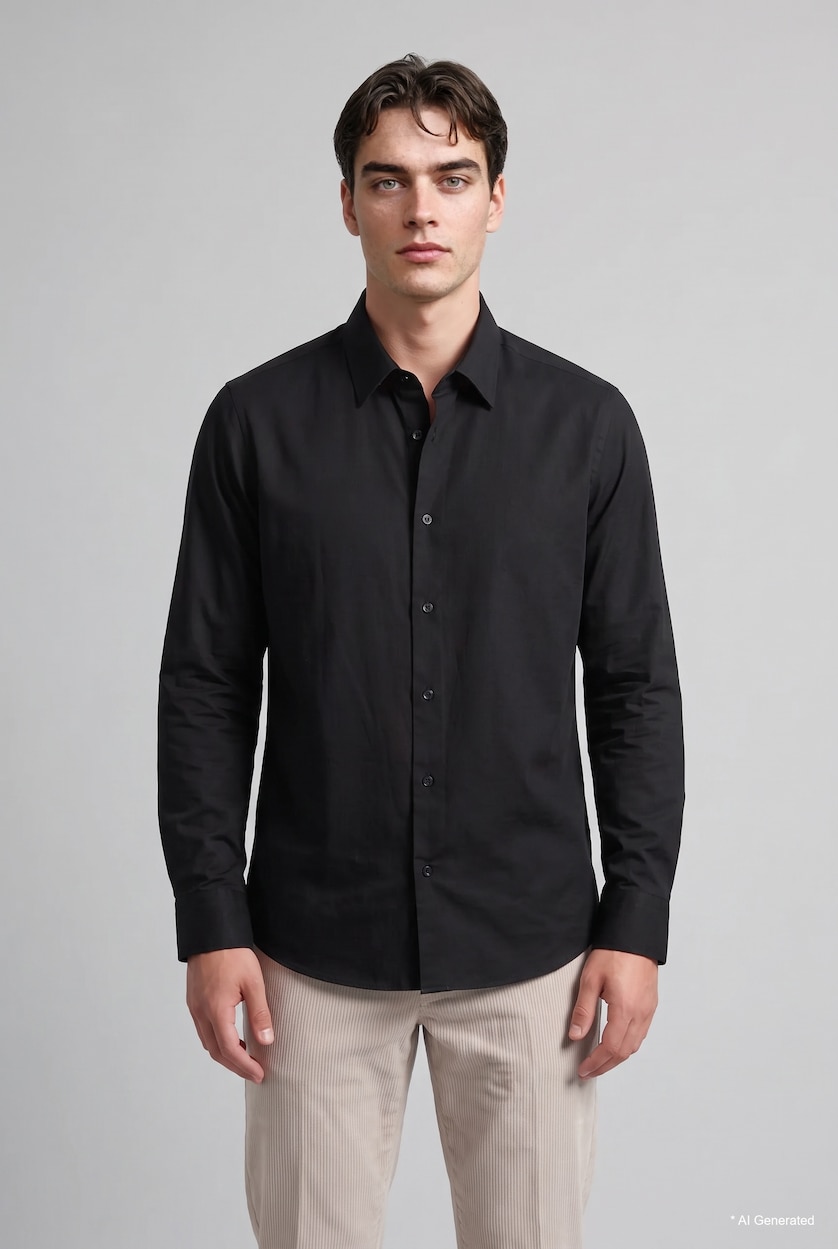 رجالي أخضر غامق Regular Fit Cotton Long Sleeve Shirt