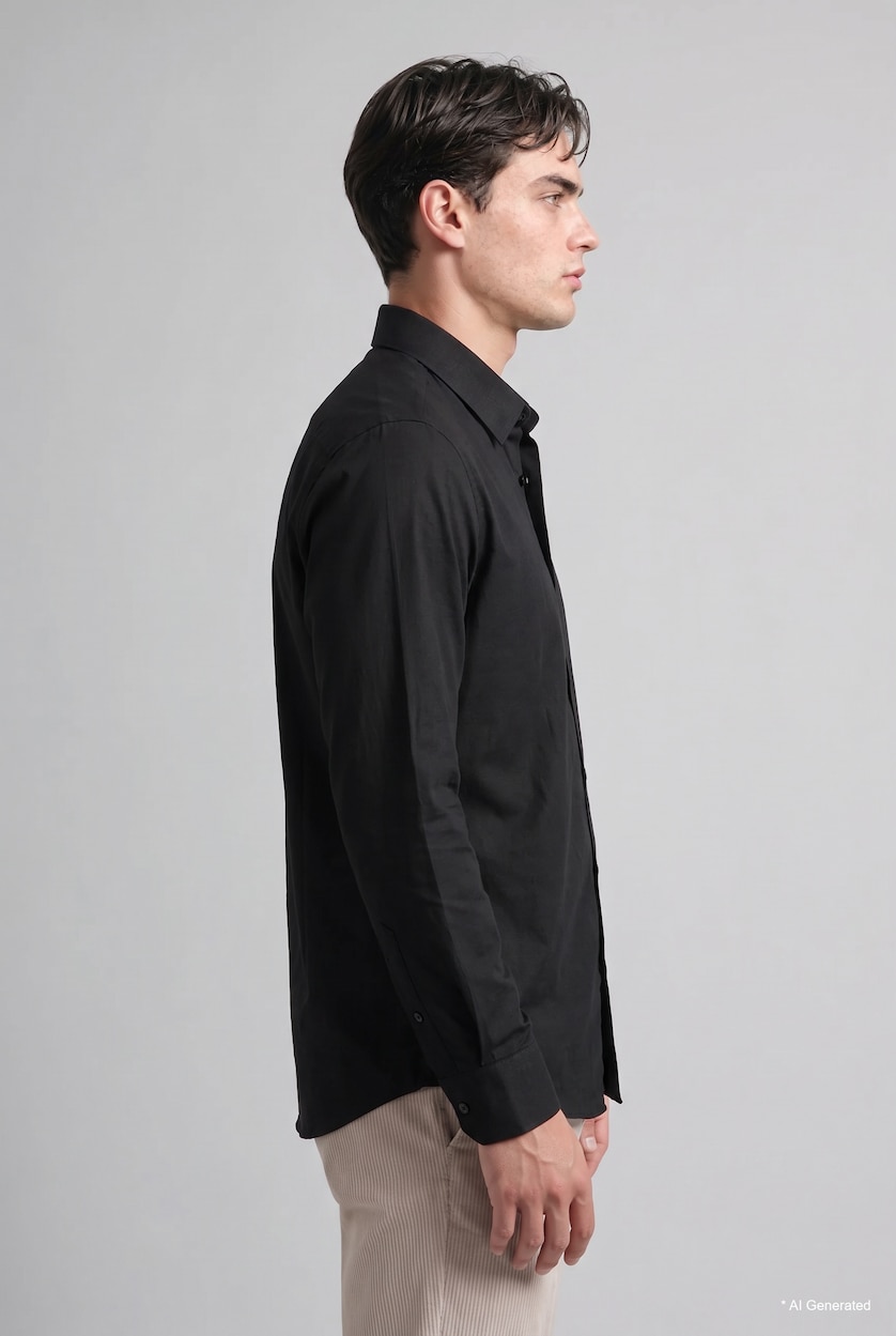 رجالي أخضر غامق Regular Fit Cotton Long Sleeve Shirt