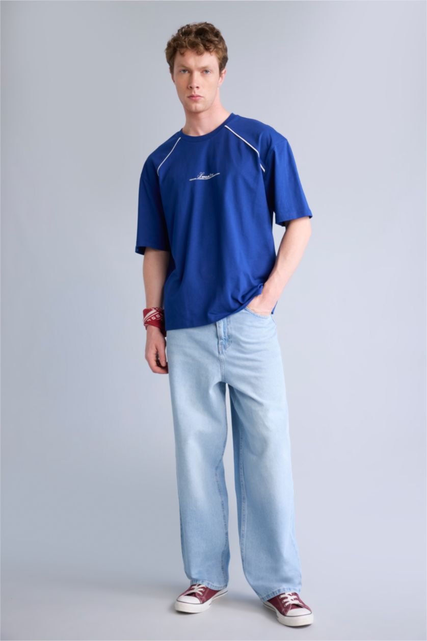 Men Light Blue Trousers