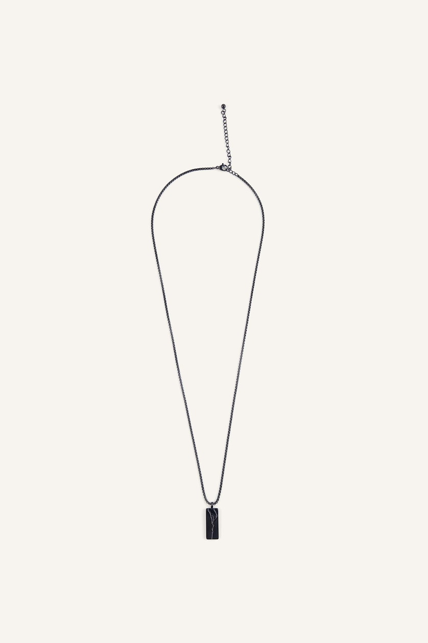 Man Black Man Black Stone Steel Necklace