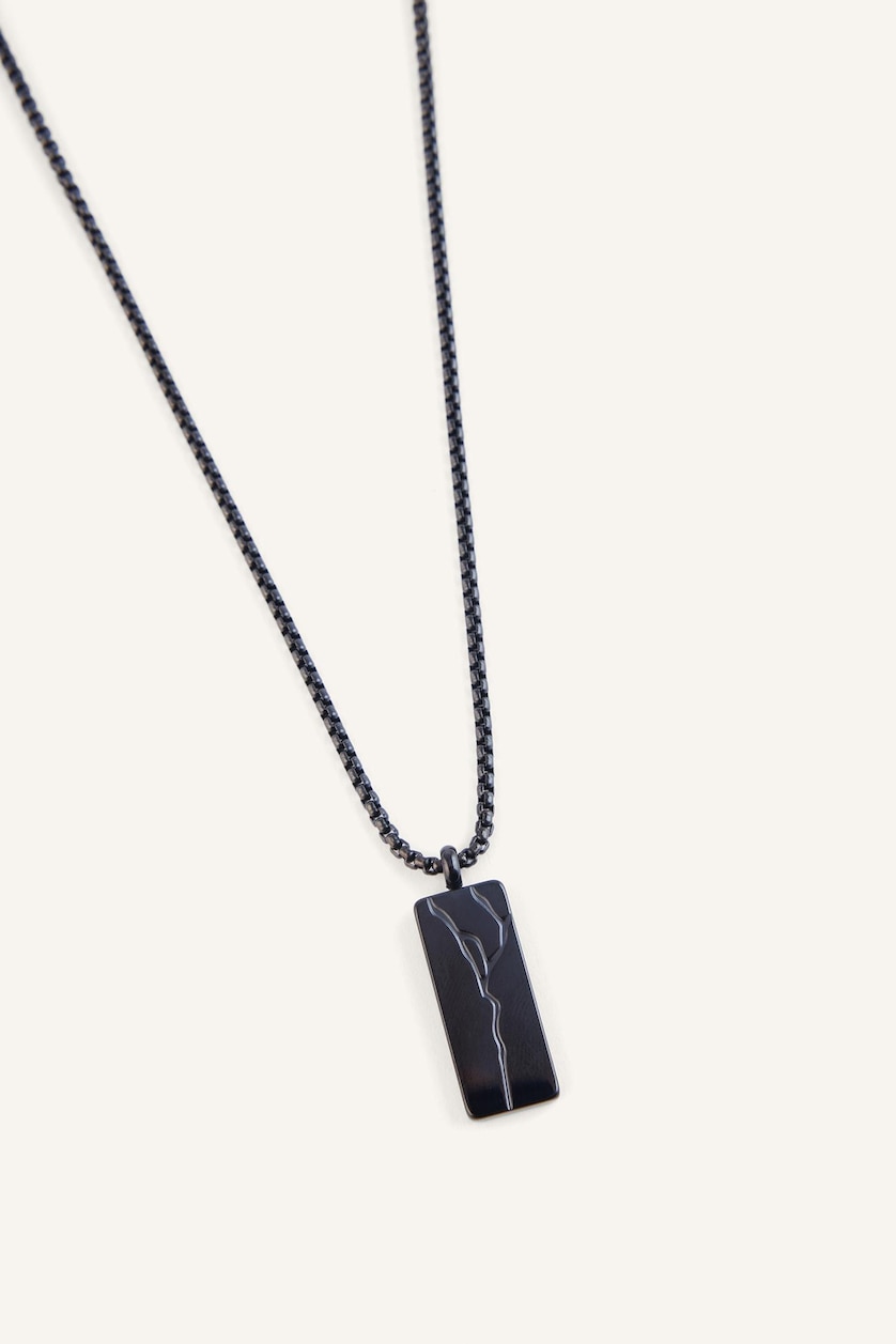 Man Black Man Black Stone Steel Necklace