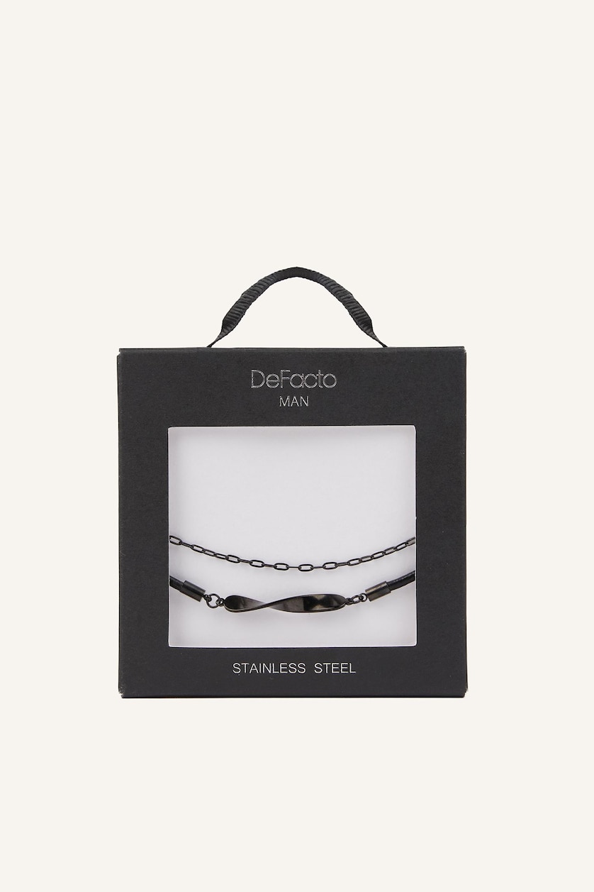 Men Black Man Stainless Steel Black Bracelet