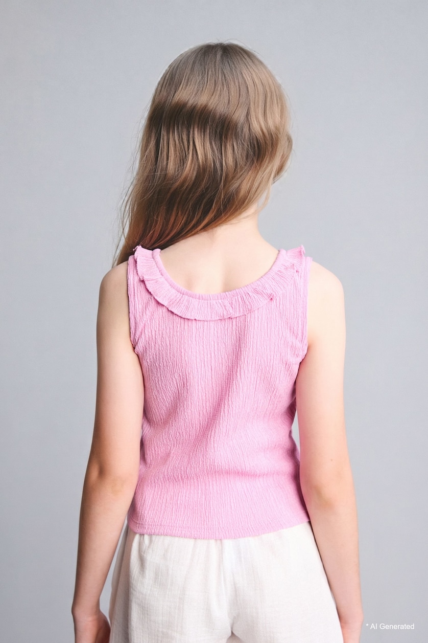 بنات زهري بلوزة بنات من قماش مجعد