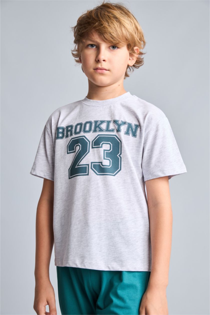 Young Boys - Teen Boys Light Grey Melange 2 piece Regular Fit Knitted Pyjamas