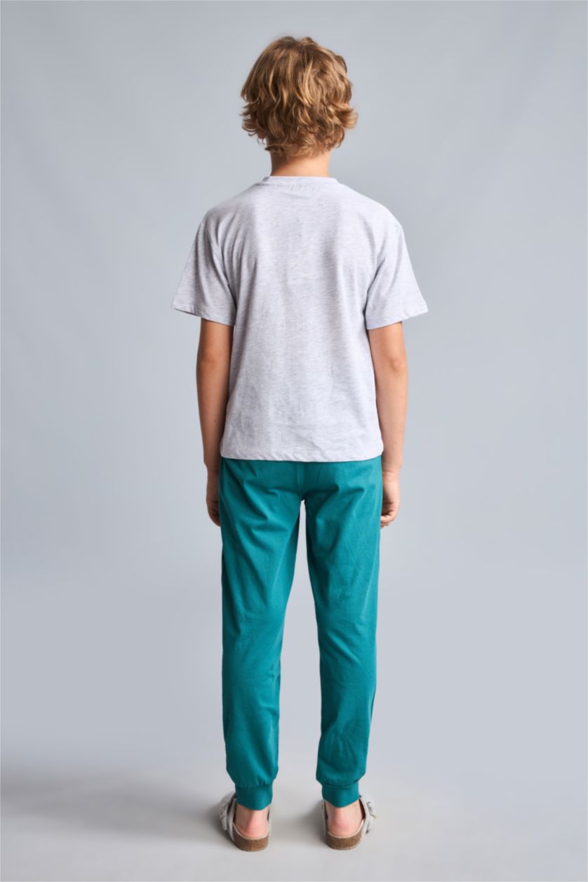 Young Boys - Teen Boys Light Grey Melange 2 piece Regular Fit Knitted Pyjamas