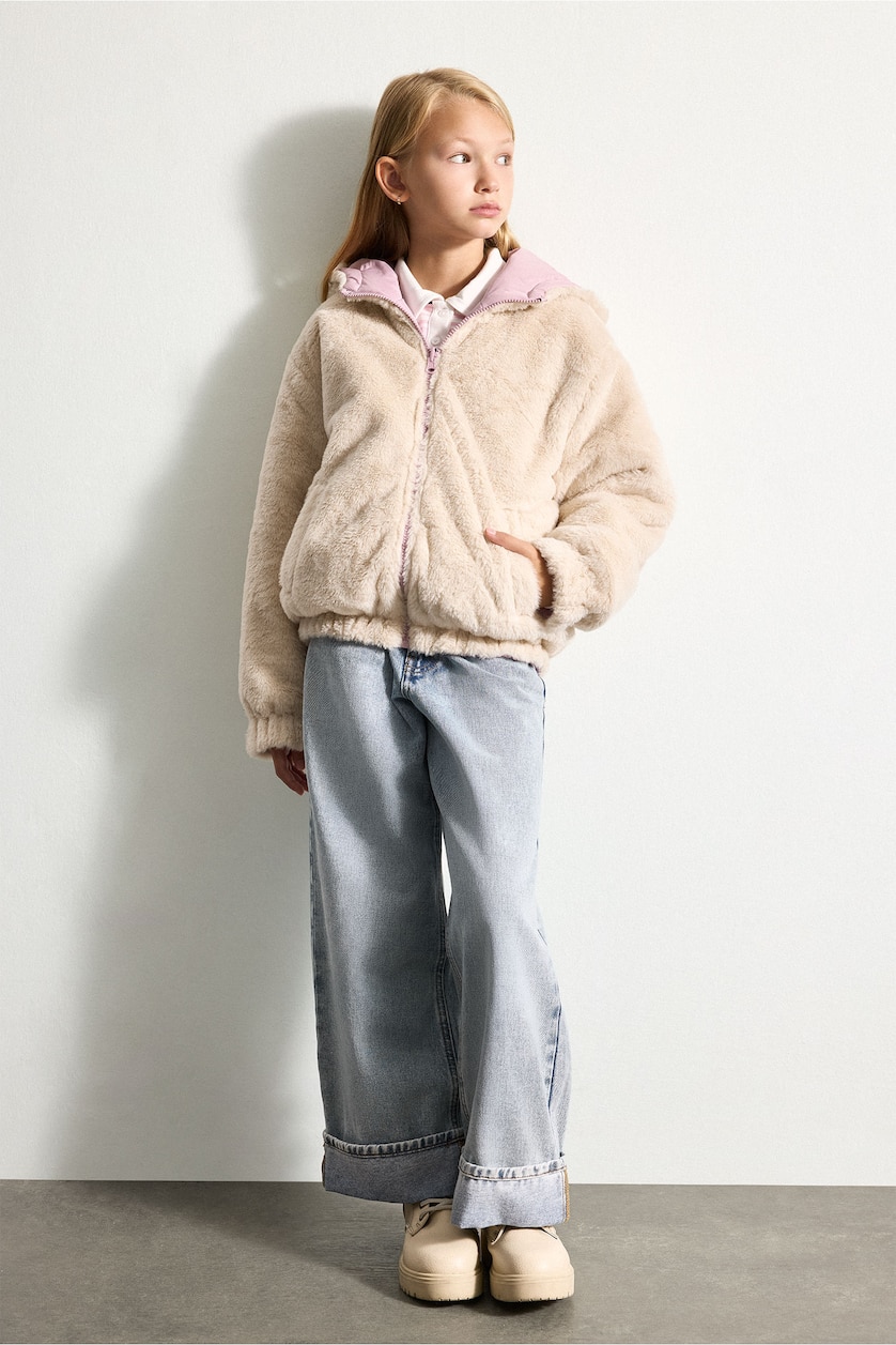 Young Girls - Teen Girls Light Rose Girl Hooded Puffer Jacket